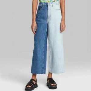Wild Fable Two-Tone Colorblock Wide Leg Jeans, size 4